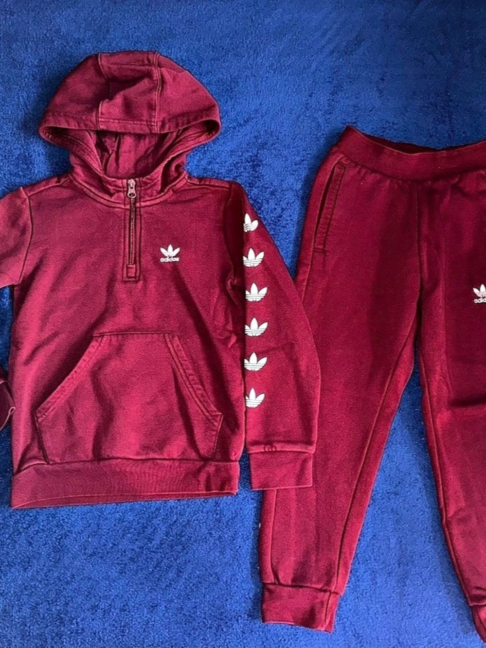 Adidas Kids Matching Track Set Burgundy Unisex 7/8 Tracksuit